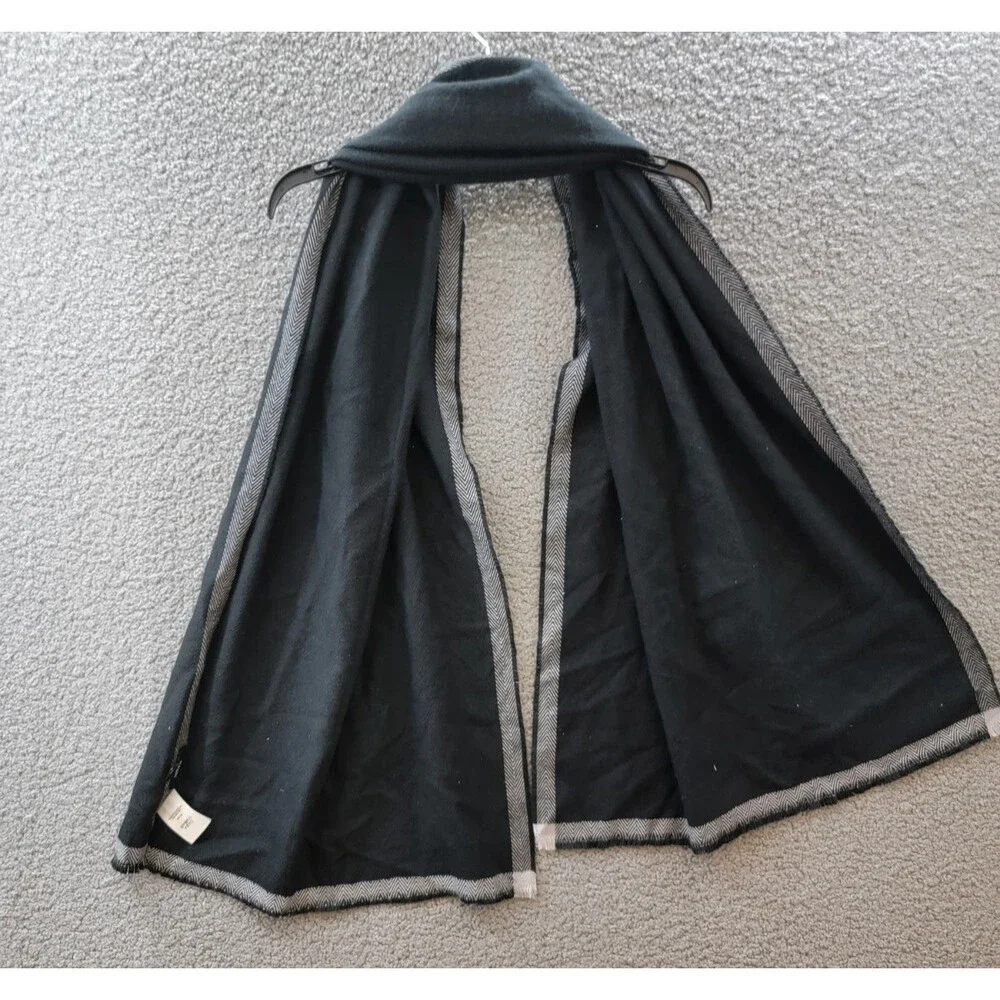 Alfani Herringbone Scarf Men’s One Size Black Contrast Border Detail